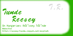 tunde recsey business card